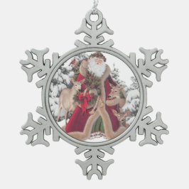 サンタクロースとポーン スノーフレークピューターオーナメント
