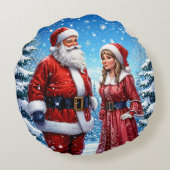 サンタクロースとミセス・クロースのお祭り ラウンドクッション (裏面)