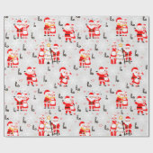 サンタクロースとミセス・クロース・クリスマスダンス ラッピングペーパー (フラット)