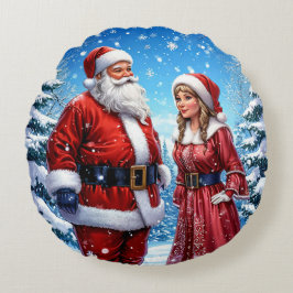 サンタクロースとミセス・クロース ラウンドクッション