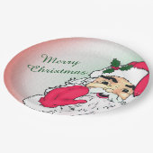 サンタクロースとメリークリスマス文字 ペーパープレート (アングル)