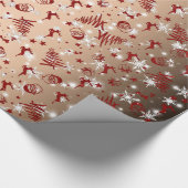 サンタクロースとメリークリスマス金ゴールド2 ラッピングペーパー (角)
