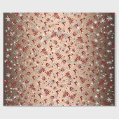 サンタクロースとメリークリスマス金ゴールド2 ラッピングペーパー (フラット)