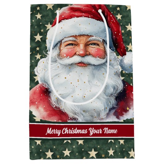 サンタクロースとモノグラムとのクリスマス抱き枕 ミディアムペーパーバッグ (正面)