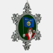 サンタクロースとモンタナの看板 スノーフレークピューターオーナメント (左)