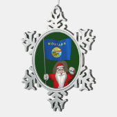 サンタクロースとモンタナの看板 スノーフレークピューターオーナメント (右)