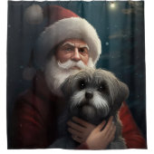 サンタクロースとヨーキプーフェスティバルクリスマス シャワーカーテン (正面)