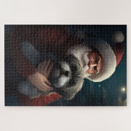 サンタクロースとヨーキプーフェスティバルクリスマス ジグソーパズル (横)