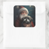 サンタクロースとヨーキプーフェスティバルクリスマス スクエアシール (バッグ)