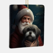 サンタクロースとヨーキプーフェスティバルクリスマス セラミックオーナメント (右)