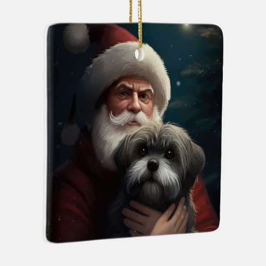 サンタクロースとヨーキプーフェスティバルクリスマス セラミックオーナメント (右)