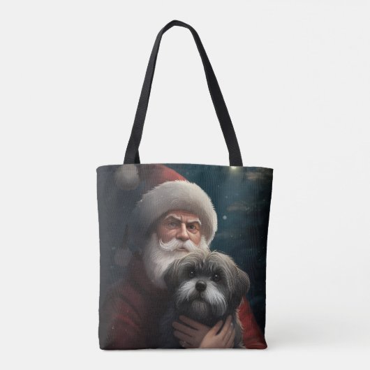 サンタクロースとヨーキプーフェスティバルクリスマス トートバッグ (裏面)