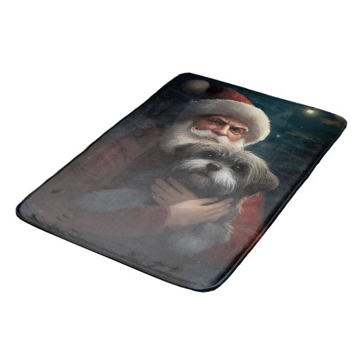 サンタクロースとヨーキプーフェスティバルクリスマス バスマット (アングル)