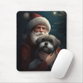 サンタクロースとヨーキプーフェスティバルクリスマス マウスパッド (マウス)