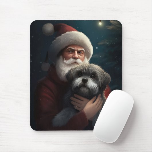 サンタクロースとヨーキプーフェスティバルクリスマス マウスパッド (マウス)