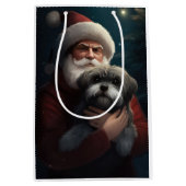 サンタクロースとヨーキプーフェスティバルクリスマス ミディアムペーパーバッグ (正面)