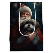 サンタクロースとヨーキプーフェスティバルクリスマス ミディアムペーパーバッグ (裏面)