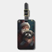 サンタクロースとヨーキプーフェスティバルクリスマス ラゲッジタグ (正面縦)