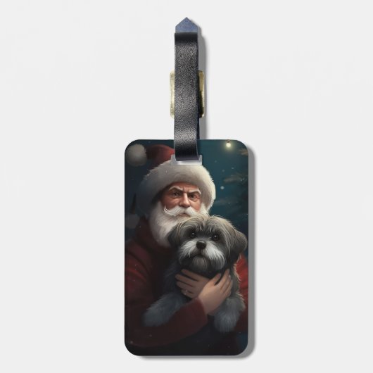 サンタクロースとヨーキプーフェスティバルクリスマス ラゲッジタグ (裏面縦)