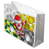 サンタクロースとラケットとテニスのクリスマス ラージペーパーバッグ (正面アングル)