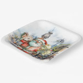 サンタクロースとラケットのテニスクリスマス ペーパープレート (傾斜あり)