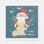 サンタクロースとリストブルーホリデーペーパーナプキン スタンダードランチョンナプキン (正面)