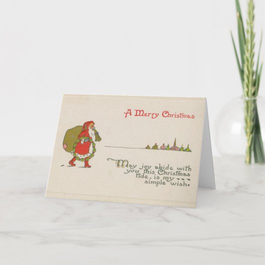 サンタクロースとリースクリスマスカード シーズンカード (正面)