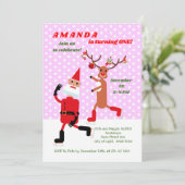 サンタクロースとルドルフがスケートを滑るファーストバースデー 招待状 (スタンド正面)