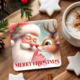 サンタクロースとルドルフのクリスマスコースター スクエアペーパーコースター