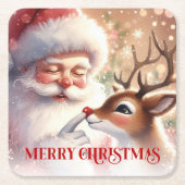 サンタクロースとルドルフのクリスマスコースター スクエアペーパーコースター (正面)