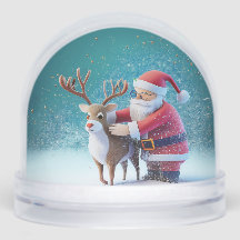 サンタクロースとルドルフのクリスマススノーグローブ