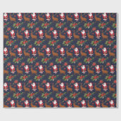 サンタクロースとルドルフカスタムクリスマスフェスティバル ラッピングペーパー (フラット)