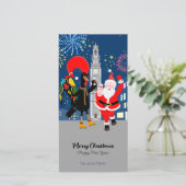 サンタクロースとルースターが新年のトースト シーズンカード (スタンド正面)