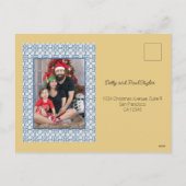 サンタクロースとルースターが新年のトースト シーズンポストカード (裏面)