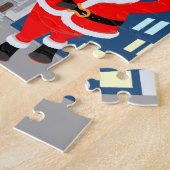 サンタクロースとルースターが新年のトースト ジグソーパズル (側面)