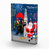 サンタクロースとルースターが新年のトースト フォトブロック (右)