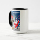 サンタクロースとルースターが新年のトースト マグカップ (正面左)