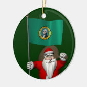 サンタクロースとワシントンの看板 セラミックオーナメント (左)