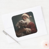 サンタクロースとヴァイマラナー ウェイマーラナーのクリスマス スクエアシール (封筒)