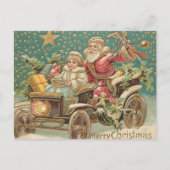 サンタクロースとヴィンテージカークリスマスのヘルパー ポストカード (正面)