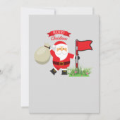 サンタクロースと一緒にゴルフ旗を持つクリスマスゴルファー シーズンカード (正面)