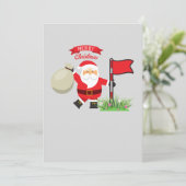 サンタクロースと一緒にゴルフ旗を持つクリスマスゴルファー シーズンカード (スタンド正面)