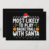 サンタクロースと一緒にバスケットボールをプレーする可能性が最も高い 招待状 (正面/裏面)