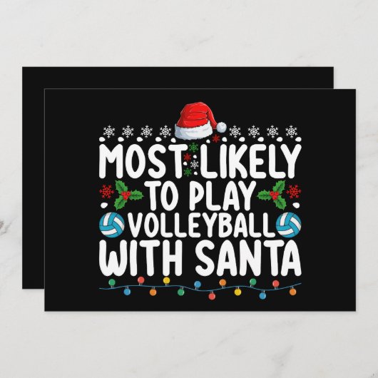 サンタクロースと一緒にバレーボールをプレーする可能性が最も高い 招待状 (正面/裏面)