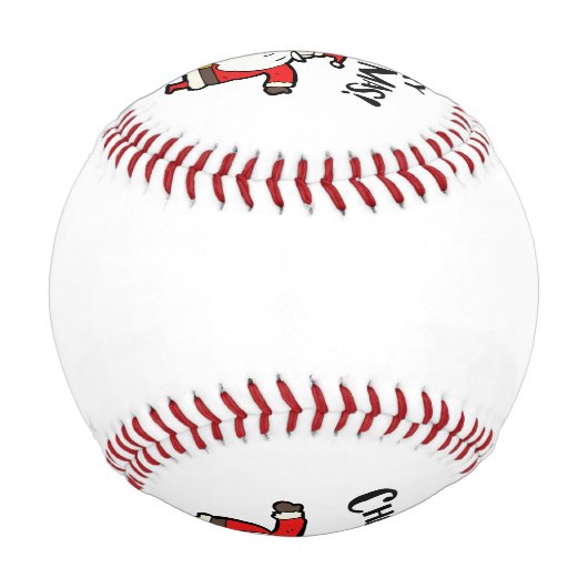 サンタクロースと一緒に楽しいクリスマスを過ごす野球 野球ボール (裏面)