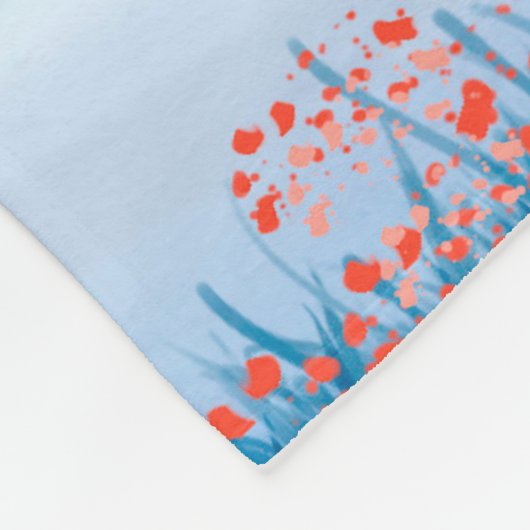 サンタクロースと一緒に車に乗ったアメリカ人のエスキモー犬 フリースブランケット (角)