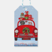 サンタクロースと一緒に車に乗ったダシュント犬 ギフトタグ (裏面)