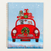 サンタクロースと一緒に車に乗った大きなドーン犬 プランナー手帳 (正面)