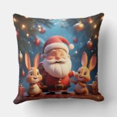 サンタクロースと元気いっぱいのウサギたち クッション (裏面)