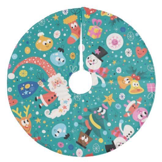 サンタクロースと友メリー達 フリース ツリースカート (正面)